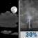 Saturday Night: Partly Cloudy then Slight Chance Showers And Thunderstorms